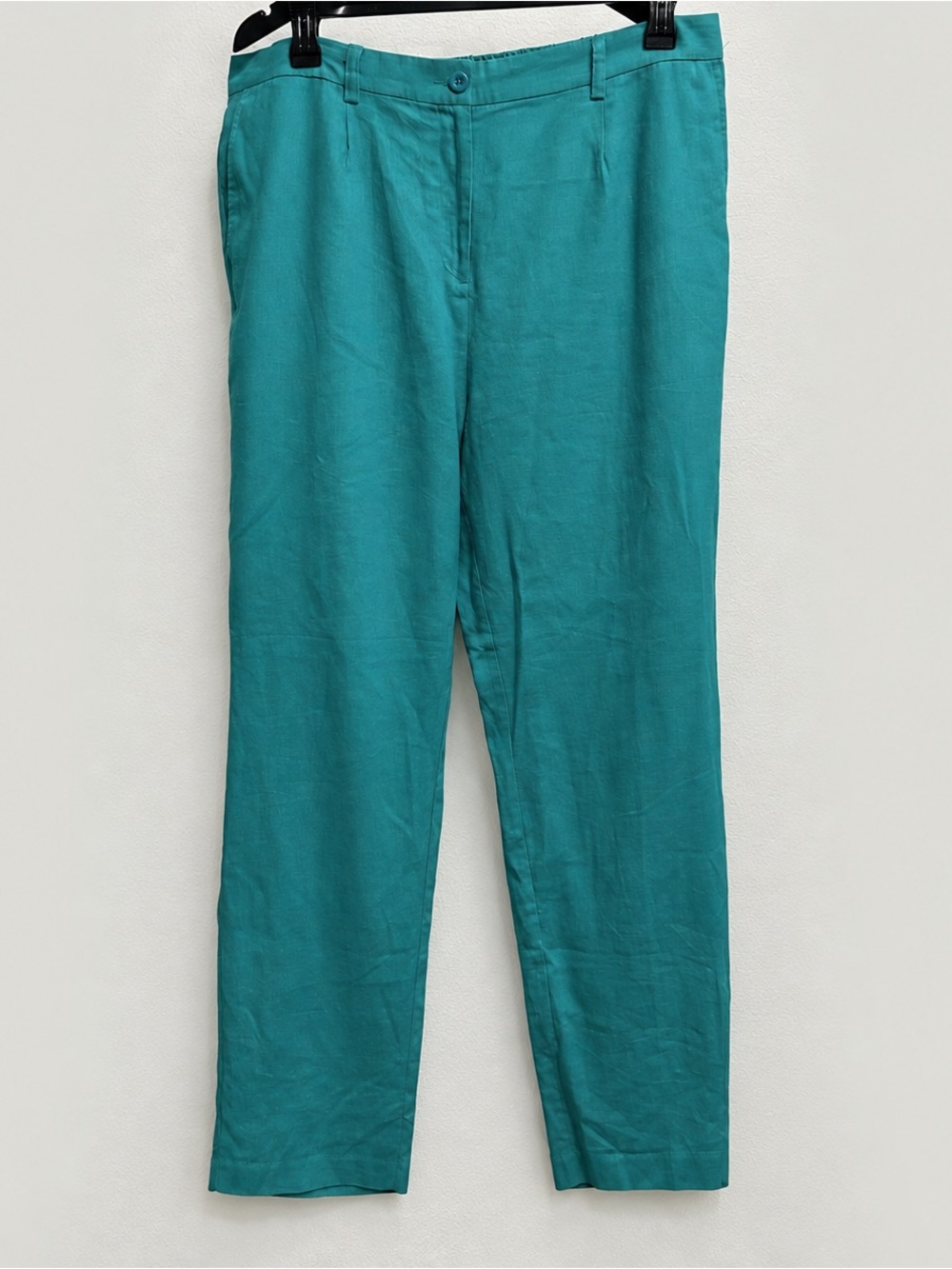 Jessica London Linen Blend Pleated Pants Teal Size 18 Straight Leg NWT